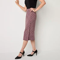 Liz Claiborne Ponte Womens Mid Rise Stretch Fabric Midi Pencil Skirt