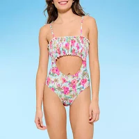 Decree Womens Textured One Piece Swimsuit Juniors