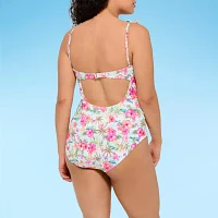 Decree Womens Textured One Piece Swimsuit Juniors