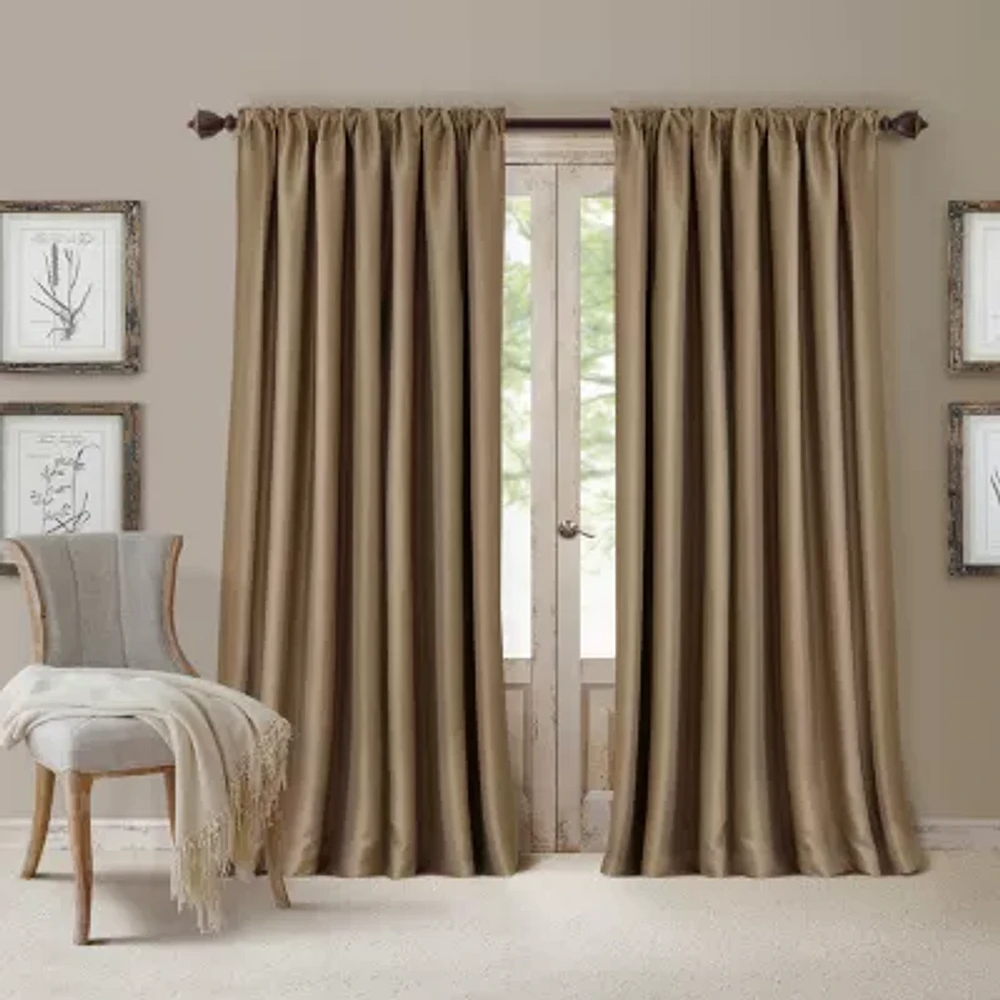 Elrene Home Fashions All Seasons Rod Pocket Back Tab Blackout Single Curtain Panels