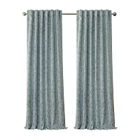 Elrene Home Fashions Mia Swirl Print Jacquard Energy Saving Blackout Rod Pocket Back Tab Single Curtain Panel