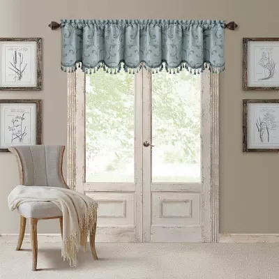 Elrene Home Fashions Mia Swirl Print Jacquard Rod Pocket Scallop Valance