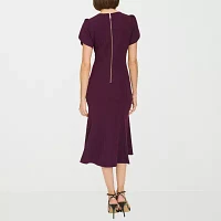 Marc New York Womens Short Sleeve Midi Fit + Flare Dress