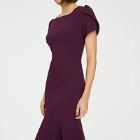Marc New York Womens Short Sleeve Midi Fit + Flare Dress