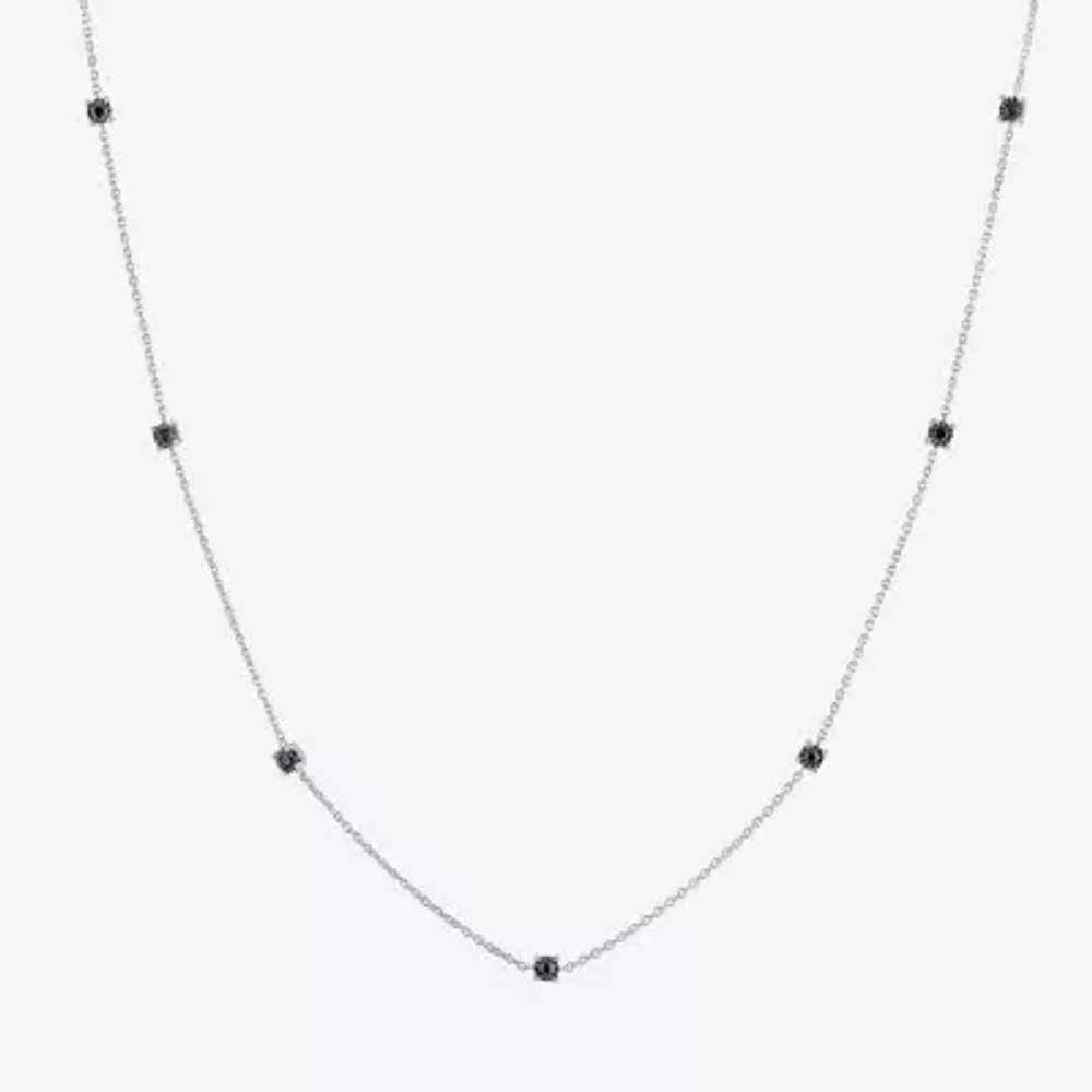 Diamond Addiction Womens 1/4 CT. T.W. Natural Black Diamond Sterling Silver 16 Inch Pendant Necklace