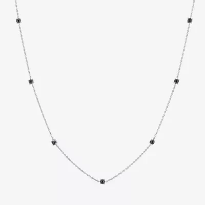 Diamond Addiction Womens 1/4 CT. T.W. Natural Black Diamond Sterling Silver 16 Inch Pendant Necklace
