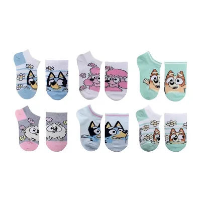 6 Pair Bluey Quarter Ankle Socks Girls