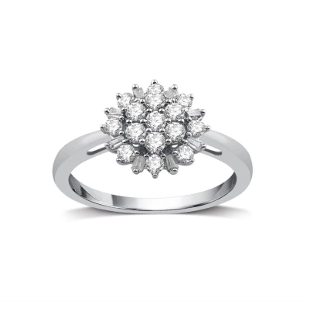 Diamond Blossom Womens 1/2 CT. T.W. Natural White 10K Gold Cocktail Ring