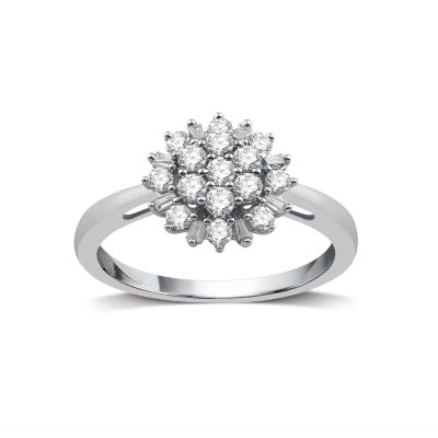 Diamond Blossom Womens 1/2 CT. T.W. Natural White 10K Gold Cocktail Ring