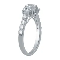 (H-I / I1) Womens 1 1/4 CT. T.W. Lab Grown White Diamond 10K Gold Round 3-Stone Engagement Ring