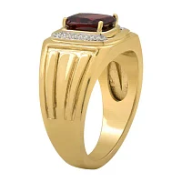 Mens 1/10 CT. T.W. Genuine Red Garnet 14K Gold Over Silver Fashion Ring