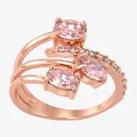 Sparkle Allure Wrap Crystal 18K Rose Gold Over Brass Bypass  Cocktail Ring