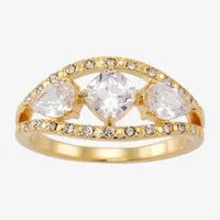 Sparkle Allure Crystal 14K Gold Over Brass 3-Stone Band