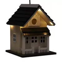 Net Health Shops Beige Wood With Solar Led Light Bird Houses