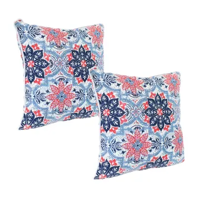 Net Health Shops Red Floral Throw 2-pc. Square Outdoor Pillow