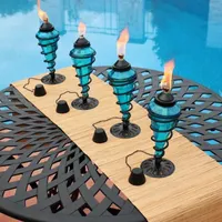 Net Health Shops Glass Tabletop Set Of 4 Blue Torch