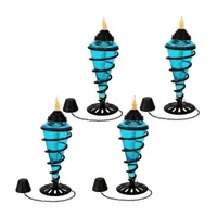 Net Health Shops Glass Tabletop Set Of 4 Blue Torch