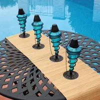 Net Health Shops Glass Tabletop Set Of 4 Blue Torch