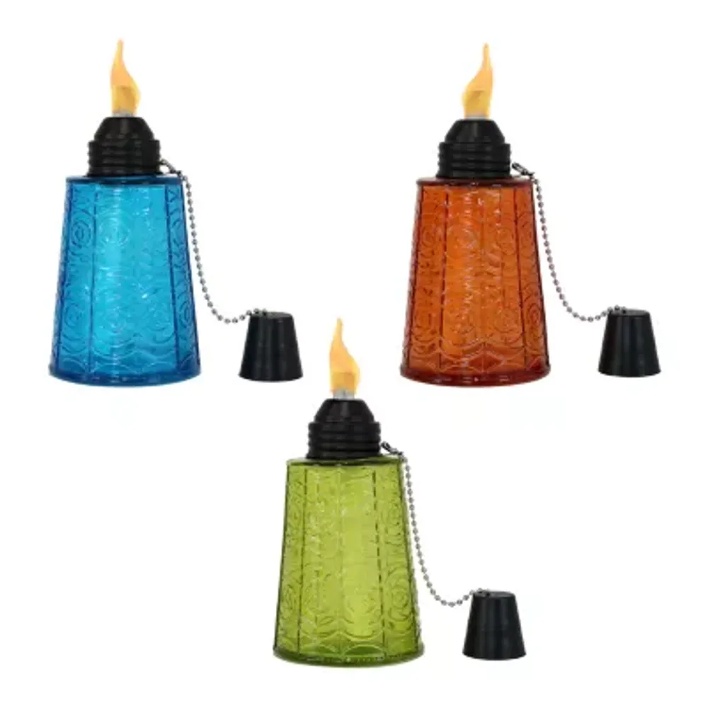 Net Health Shops Colored Glass Tabletop Set Of 3 Torch