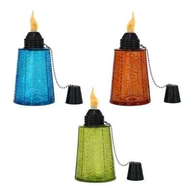 Net Health Shops Colored Glass Tabletop Set Of 3 Torch