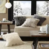 Madison Park Edina Luxury Faux Fur Square Throw Pillow