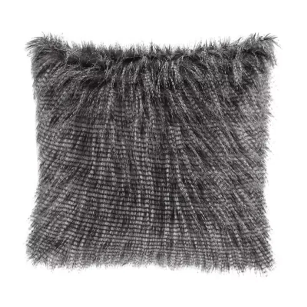 Madison Park Edina Luxury Faux Fur Square Throw Pillow