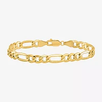 14K Gold 7 Inch Semisolid Figaro Chain Bracelet