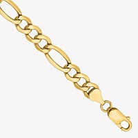 14K Gold 7 Inch Semisolid Figaro Chain Bracelet