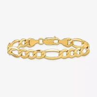 14K Gold 7 Inch Semisolid Figaro Chain Bracelet