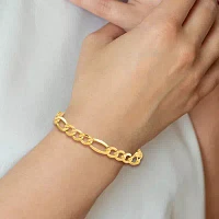 14K Gold 7 Inch Semisolid Figaro Chain Bracelet