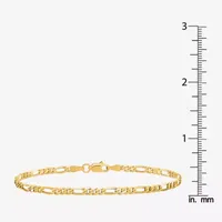 10K Gold Inch Solid Figaro Chain Bracelet