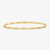 10K Gold Inch Solid Figaro Chain Bracelet