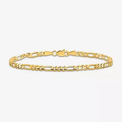 10K Gold 7 Inch Solid Figaro Chain Bracelet