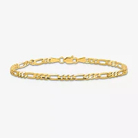 10K Gold Inch Solid Figaro Chain Bracelet