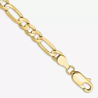 10K Gold 7 Inch Solid Figaro Chain Bracelet