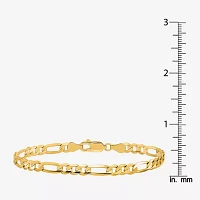 10K Gold 7 Inch Solid Figaro Chain Bracelet