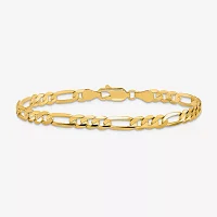 10K Gold 7 Inch Solid Figaro Chain Bracelet