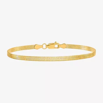 7 Inch Solid 10K Gold Herringbone Chain Bracelet