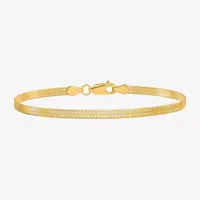 Inch Solid 10K Gold Herringbone Chain Bracelet