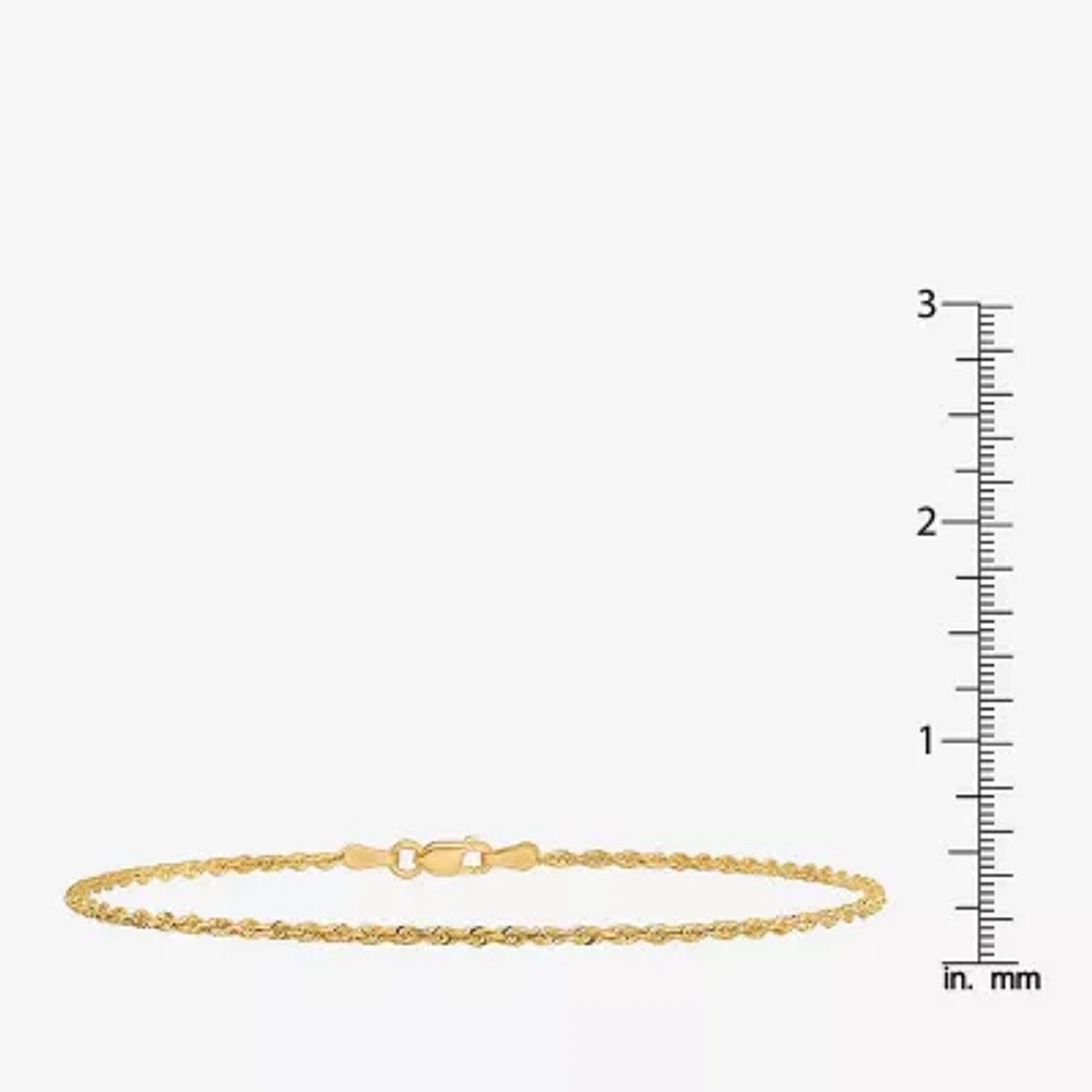 10K Gold 9 Inch Solid Rope Chain Bracelet