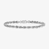 14K White Gold 7 Inch Solid Rope Chain Bracelet