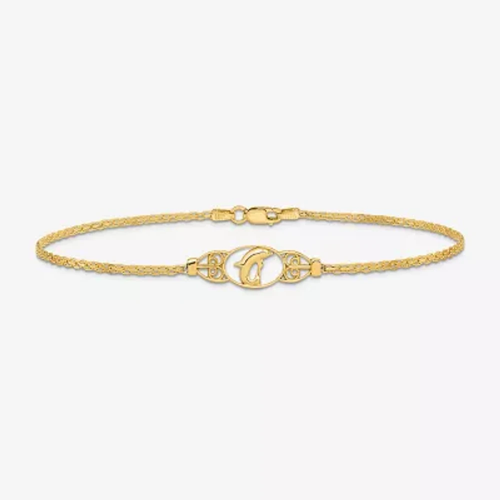 14K Gold 10 Inch Solid Link Ankle Bracelet