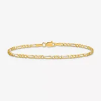 14K Gold Inch Solid Figaro Chain Bracelet