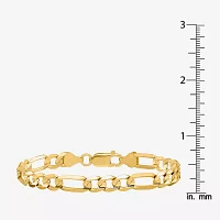 10K Gold 7 Inch Solid Figaro Chain Bracelet