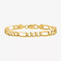 10K Gold 7 Inch Solid Figaro Chain Bracelet