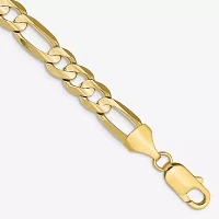 10K Gold Inch Solid Figaro Chain Bracelet