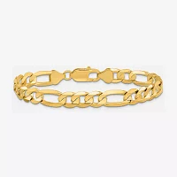 10K Gold Inch Solid Figaro Chain Bracelet