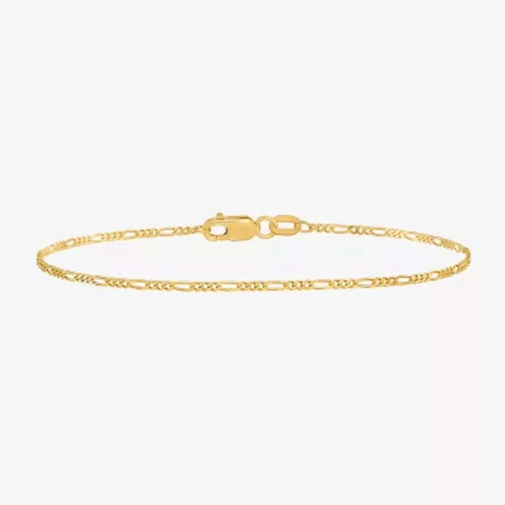 10K Gold 7 Inch Solid Figaro Chain Bracelet