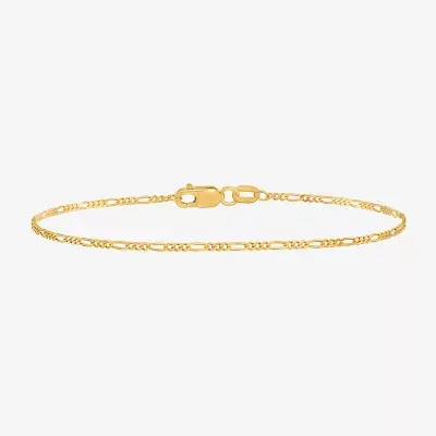 10K Gold 7 Inch Solid Figaro Chain Bracelet