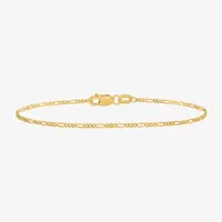 10K Gold 7 Inch Solid Figaro Chain Bracelet